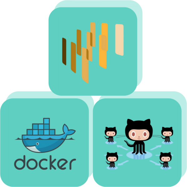 logos ar gyfer docker, github ac european language grid