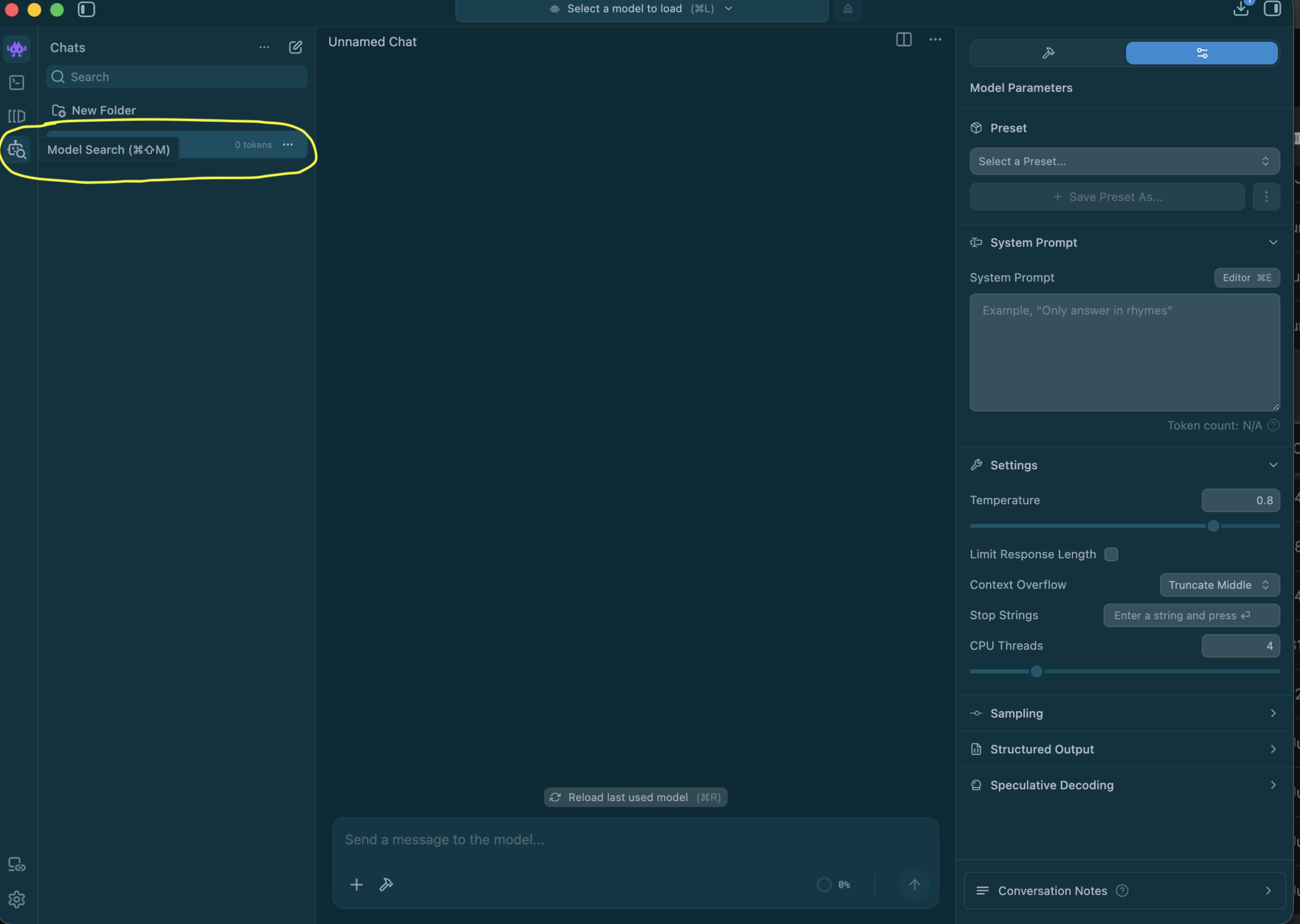 select model search option