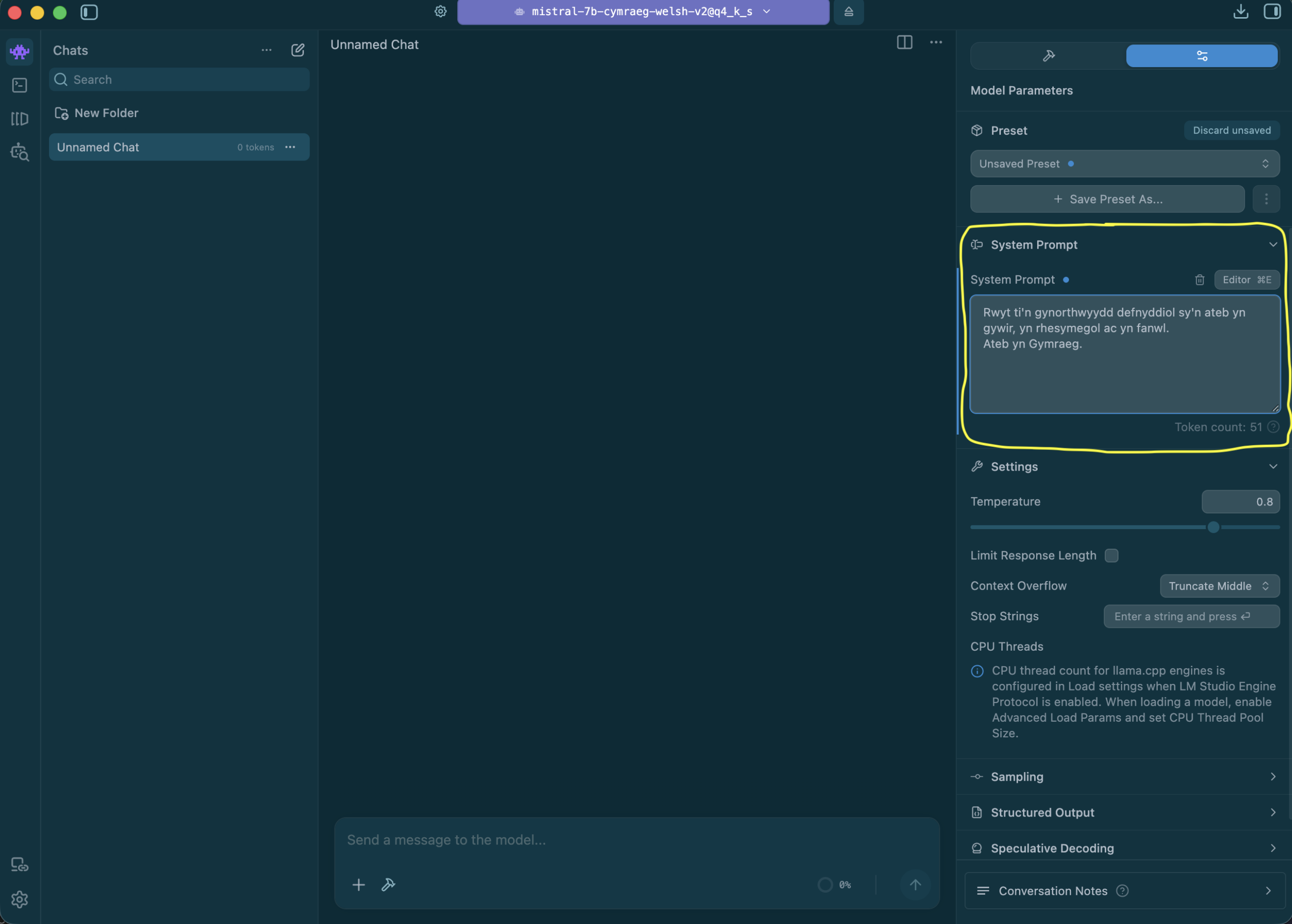 set system prompt