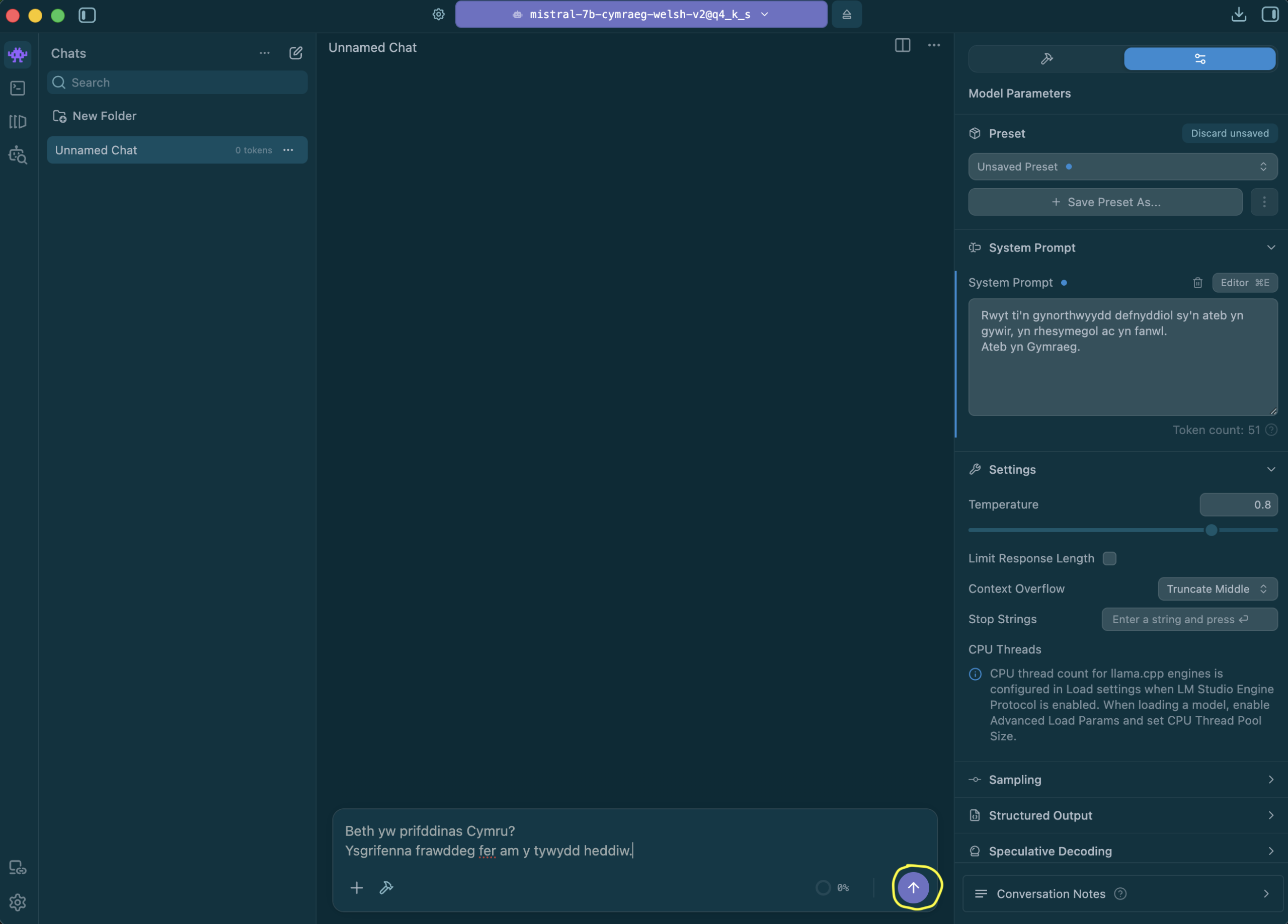 chatting with AI in Welsh